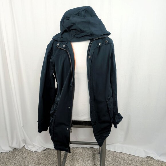 Cole Haan Rain Coat Jacket Medium Blue Hood - Picture 11 of 12